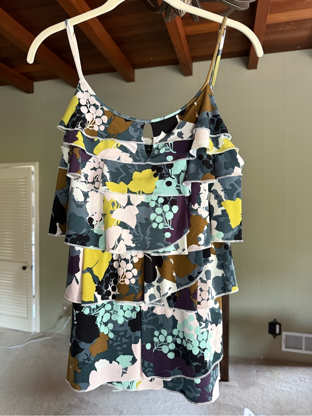 Grace Elements Floral Ruffle Camisole — Yellow, Mint & Charcoal